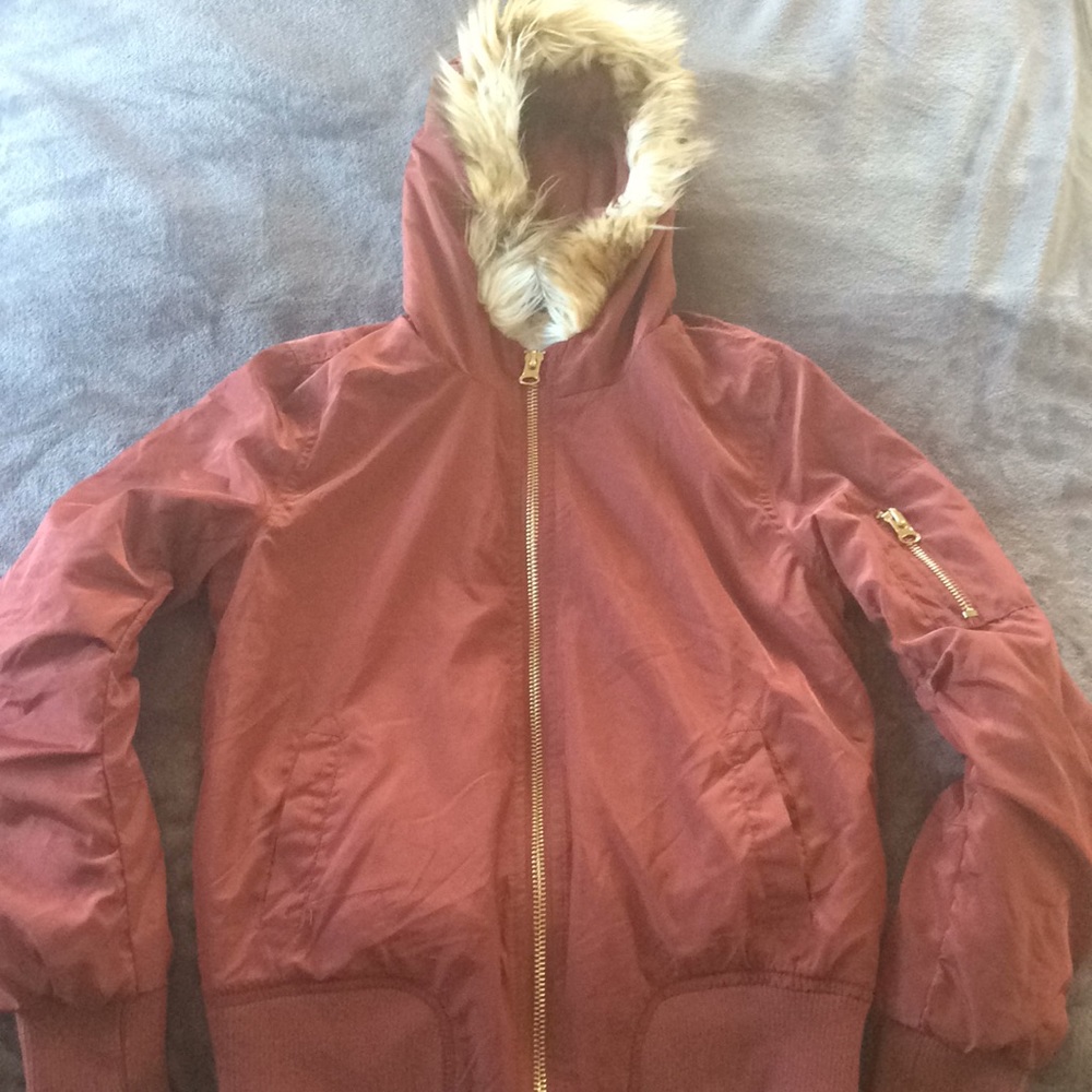 Rose gold lined bomber jacket